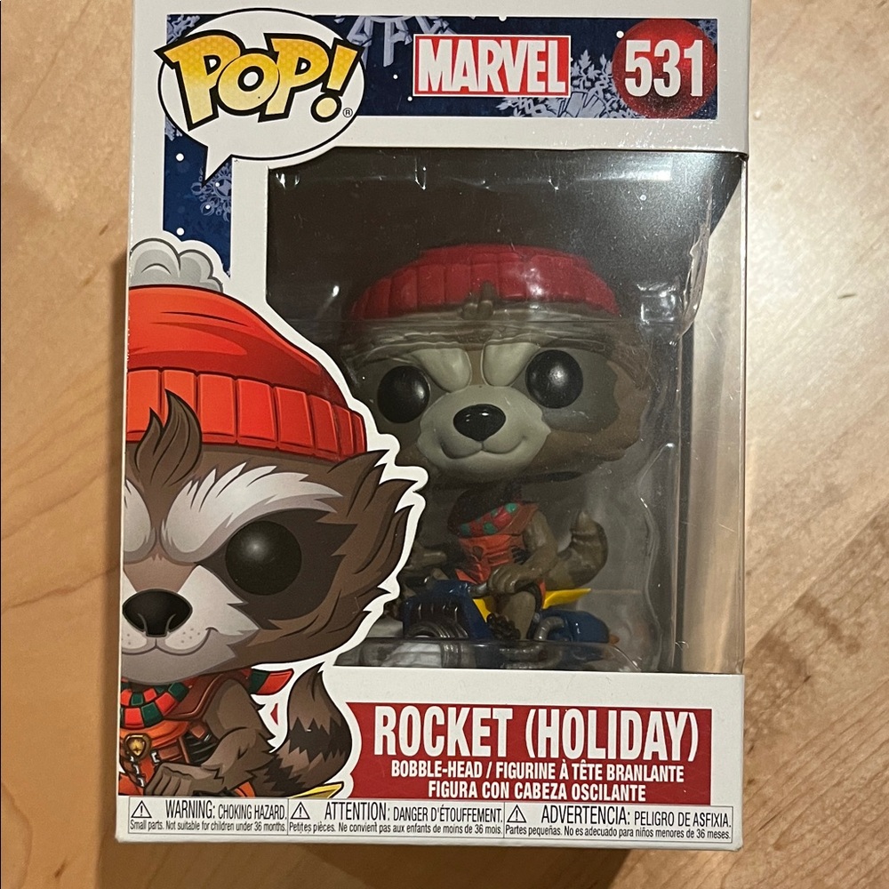 Marvel Holiday Rocket Bobble-Head with Red Hat